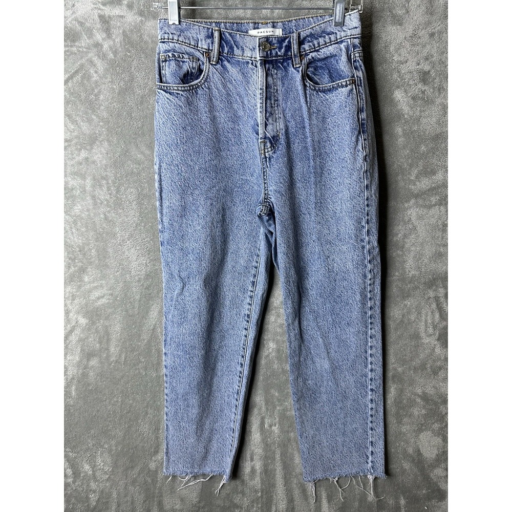 Pacsun Jeans‎ Women's 27 Straight High Rise Button Fly Raw Hem Mom